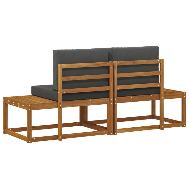 Lauko galinė sofa su pagalve 2 Vienetas Natūralus ir antracitas