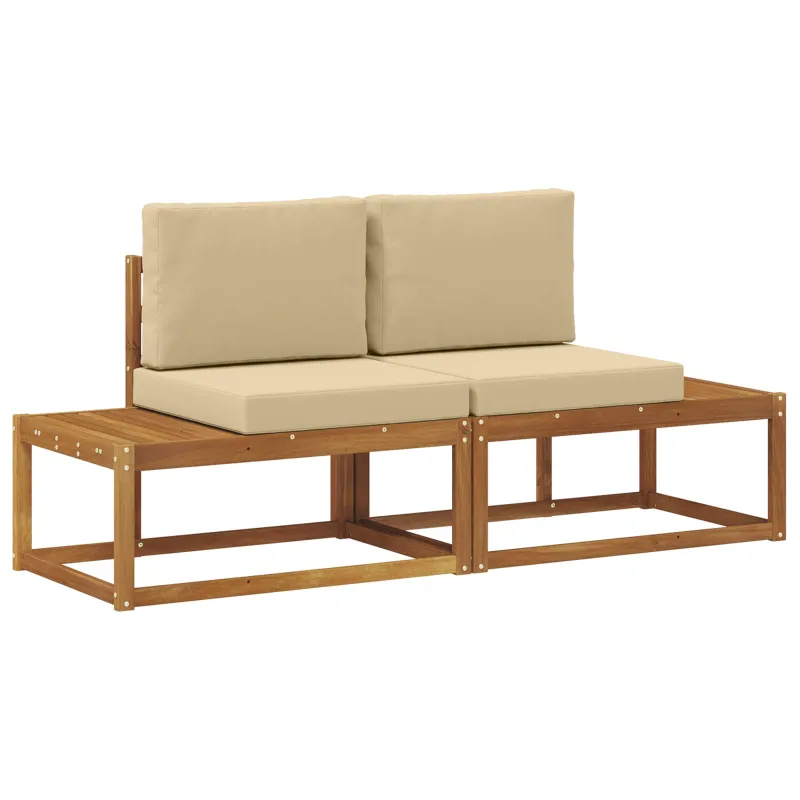 Lauko galinė sofa su pagalve 2 Vienetas Natūralus ir bežinis
