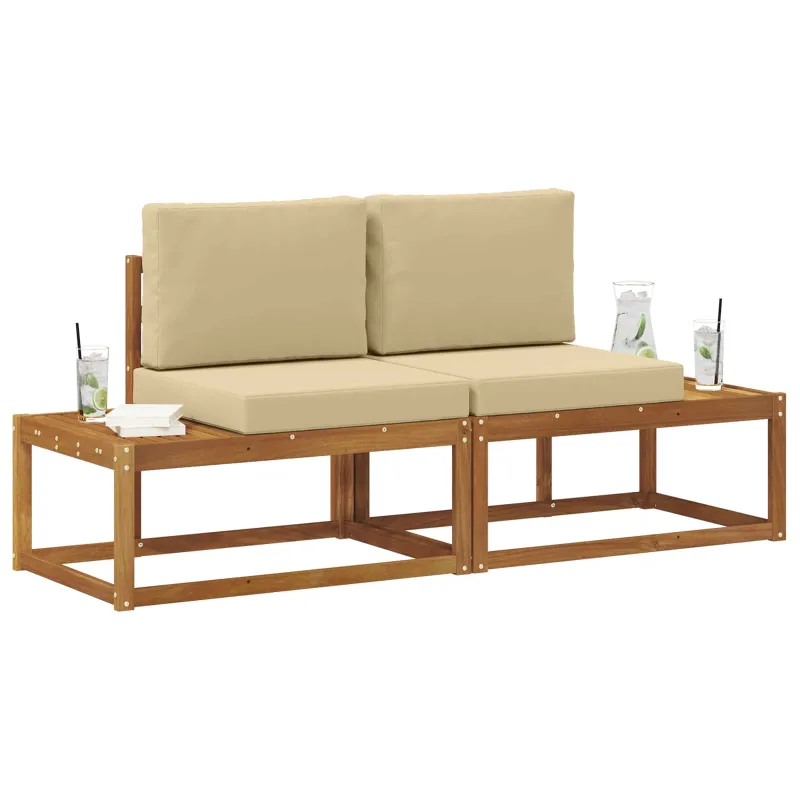 Lauko galinė sofa su pagalve 2 Vienetas Natūralus ir bežinis