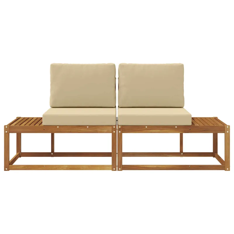 Lauko galinė sofa su pagalve 2 Vienetas Natūralus ir bežinis
