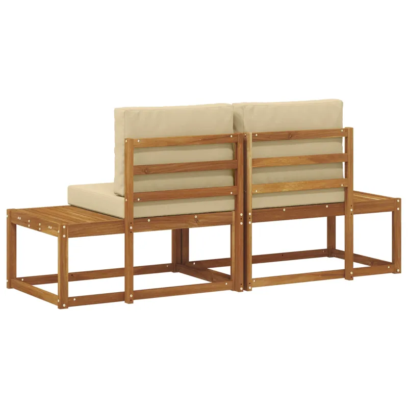 Lauko galinė sofa su pagalve 2 Vienetas Natūralus ir bežinis
