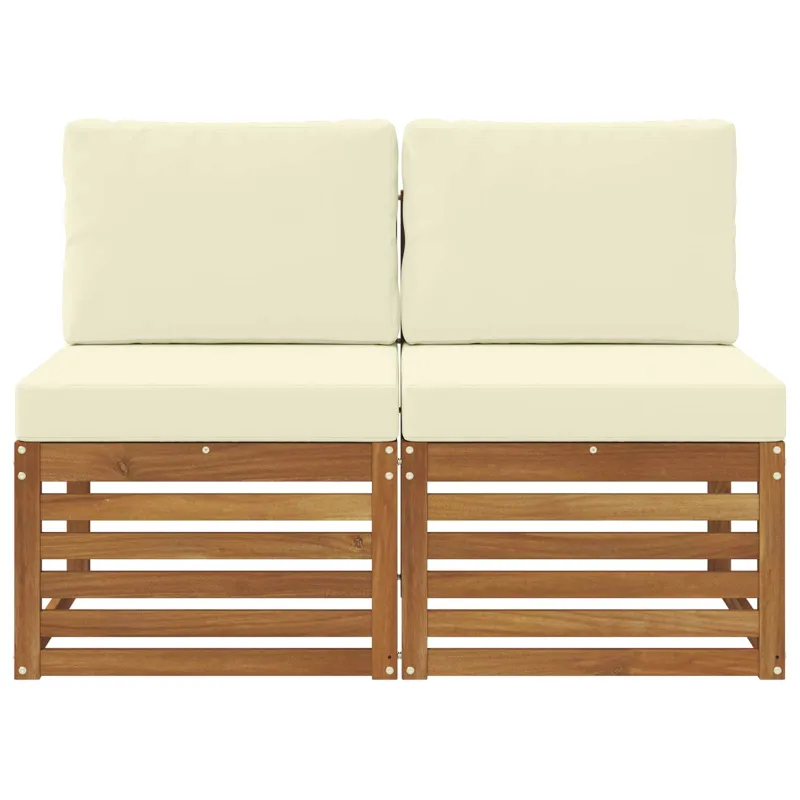 2 Vienetas Lauko Vidurinis Sofa Kietos akacijos mediena