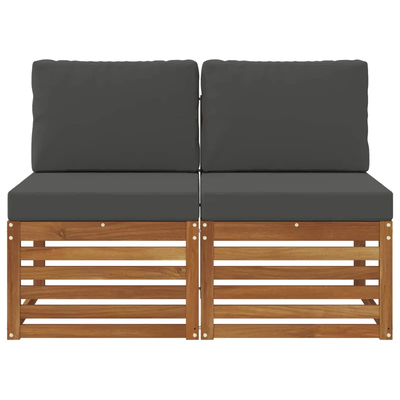 2 Vienetas Lauko Vidurinis Sofa Kietos akacijos mediena