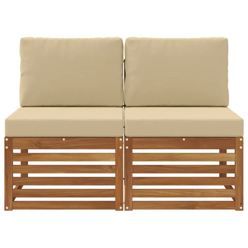 2 Vienetas Lauko Vidurinis Sofa Kietos akacijos mediena