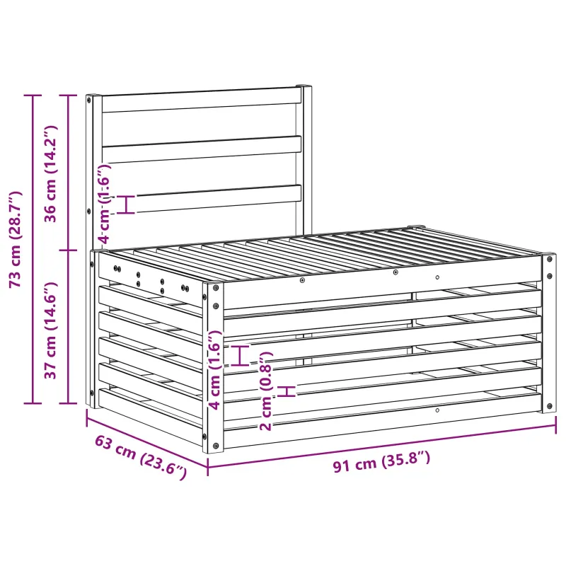 Lauko galinė sofa Natūrali 91 x 63 x 73 cm