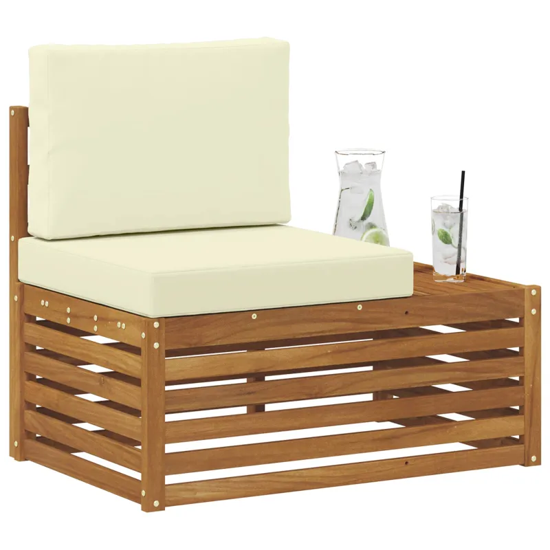 Lauko galinė sofa su pagalve Natūrali 91 x 63 x 73 cm