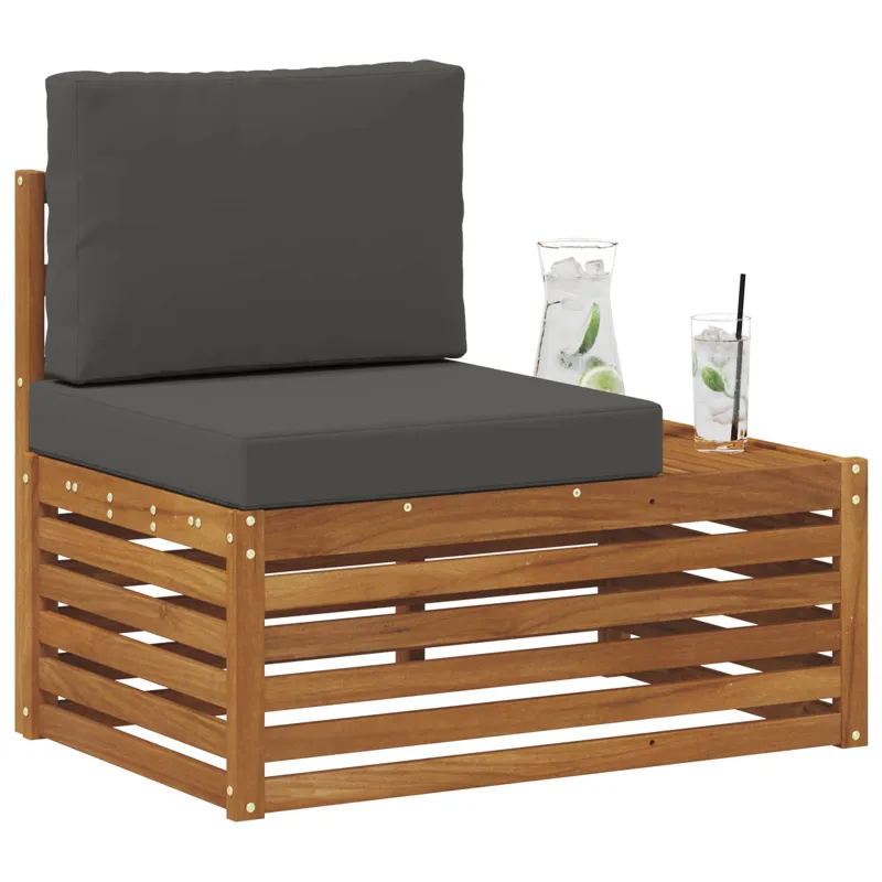 Lauko galinė sofa su pagalve Natūrali 91 x 63 x 73 cm