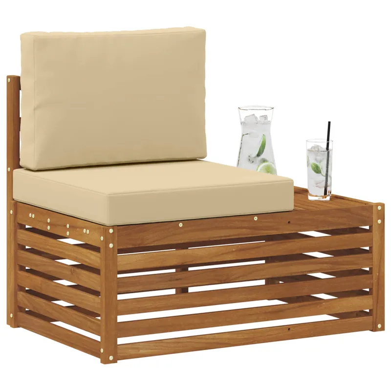 Lauko galinė sofa su pagalve Natūrali 91 x 63 x 73 cm