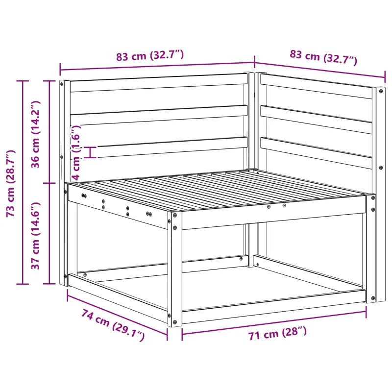 Lauko kampinė sofa Natūrali 83 x 83 x 73 cm