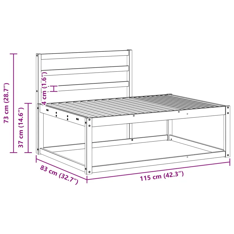 Lauko galinė sofa Natūrali 115 x 83 x 73 cm