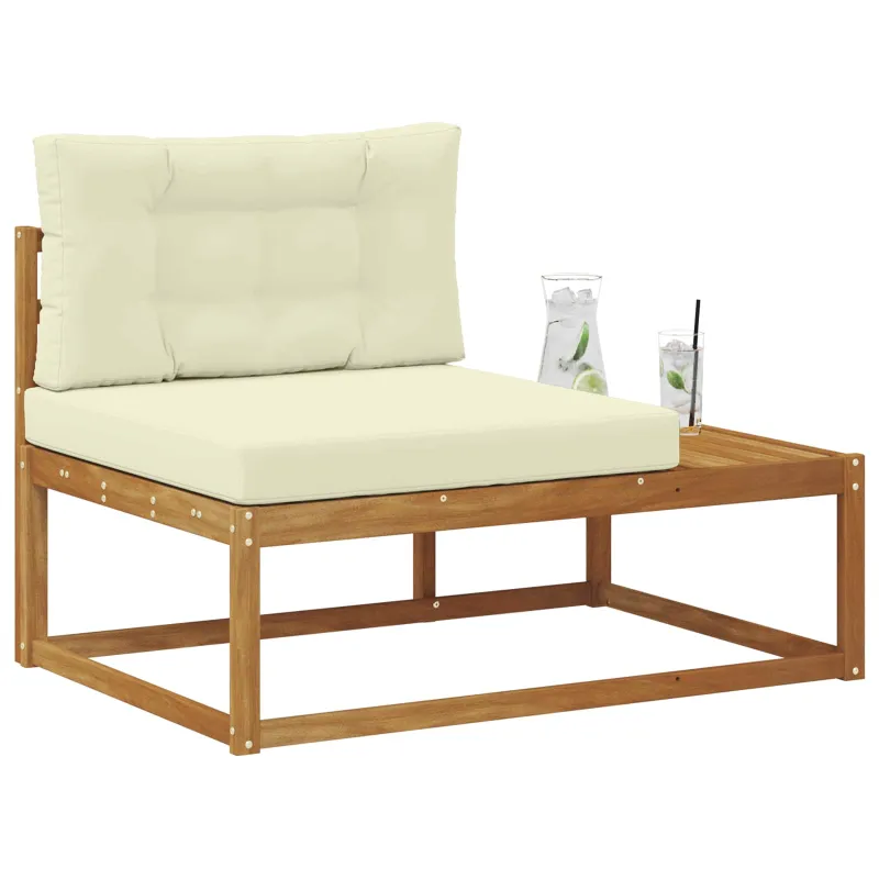Lauko galinė sofa su pagalve Natūrali 115 x 83 x 73 cm