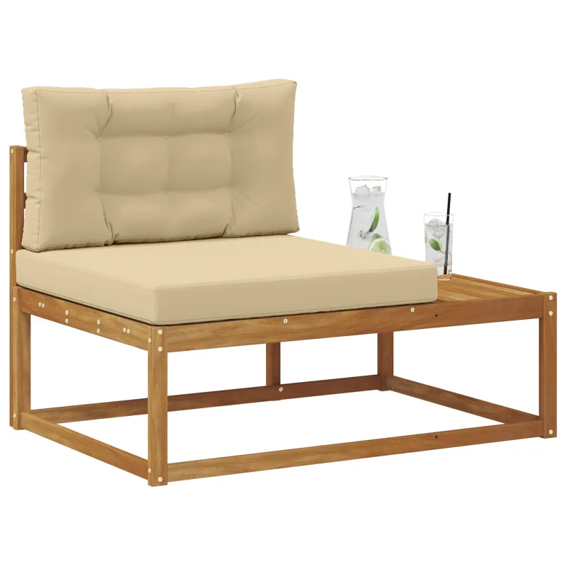 Lauko galinė sofa su pagalve Natūrali 115 x 83 x 73 cm