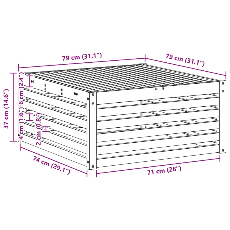 Lauko stalas Kietos akacijos mediena Natūrali 79 x 79 x 37 cm