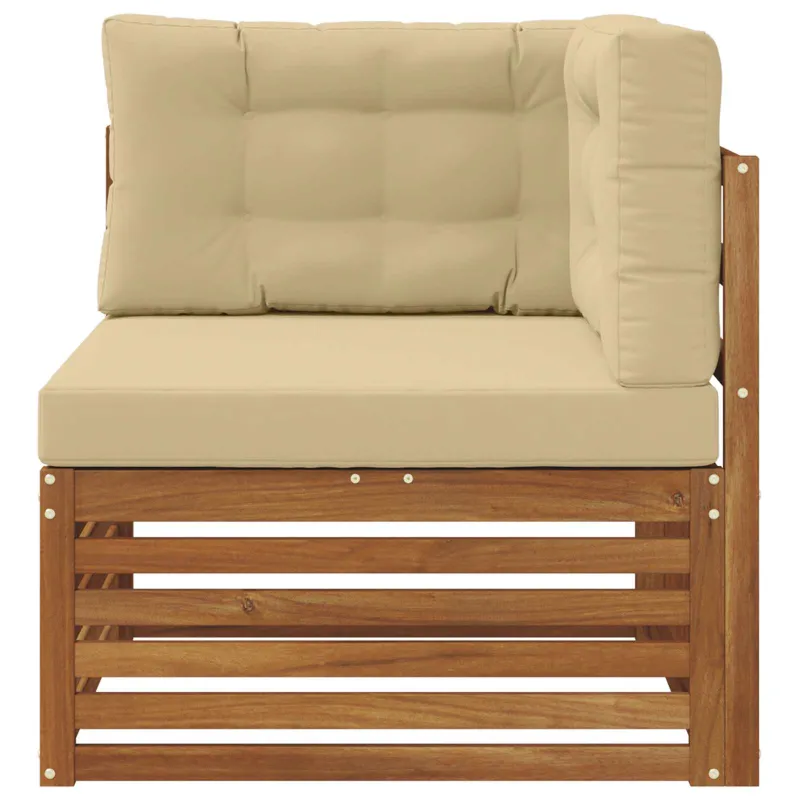 Lauko kampinis sofa Kietos akacijos mediena Natūrali