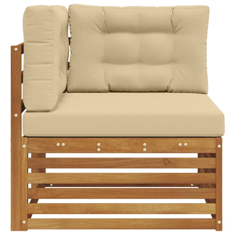 Lauko kampinis sofa Kietos akacijos mediena Natūrali
