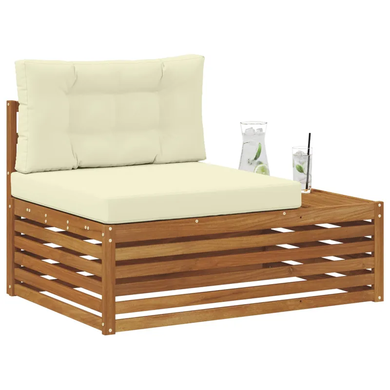 Lauko galinė sofa su pagalve Natūrali 115 x 83 x 73 cm