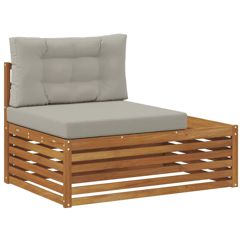 Lauko galinė sofa 3 Vienetas Natūrali ir šviesiai pilka