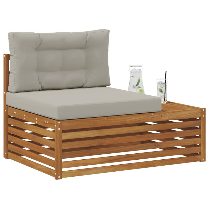 Lauko galinė sofa 3 Vienetas Natūrali ir šviesiai pilka