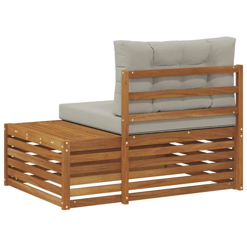 Lauko galinė sofa 3 Vienetas Natūrali ir šviesiai pilka