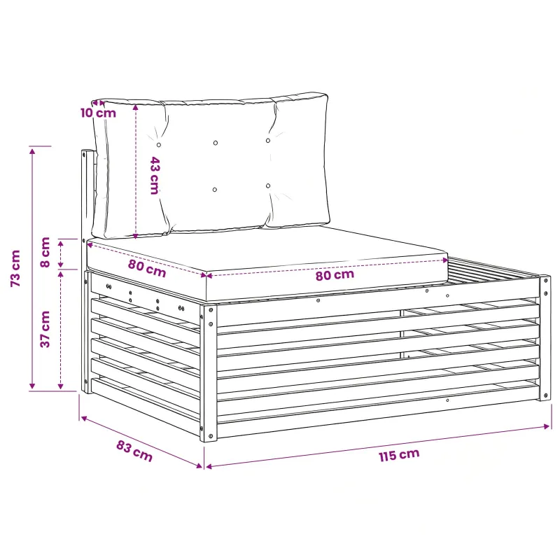 Lauko galinė sofa su pagalve Natūrali 115 x 83 x 73 cm