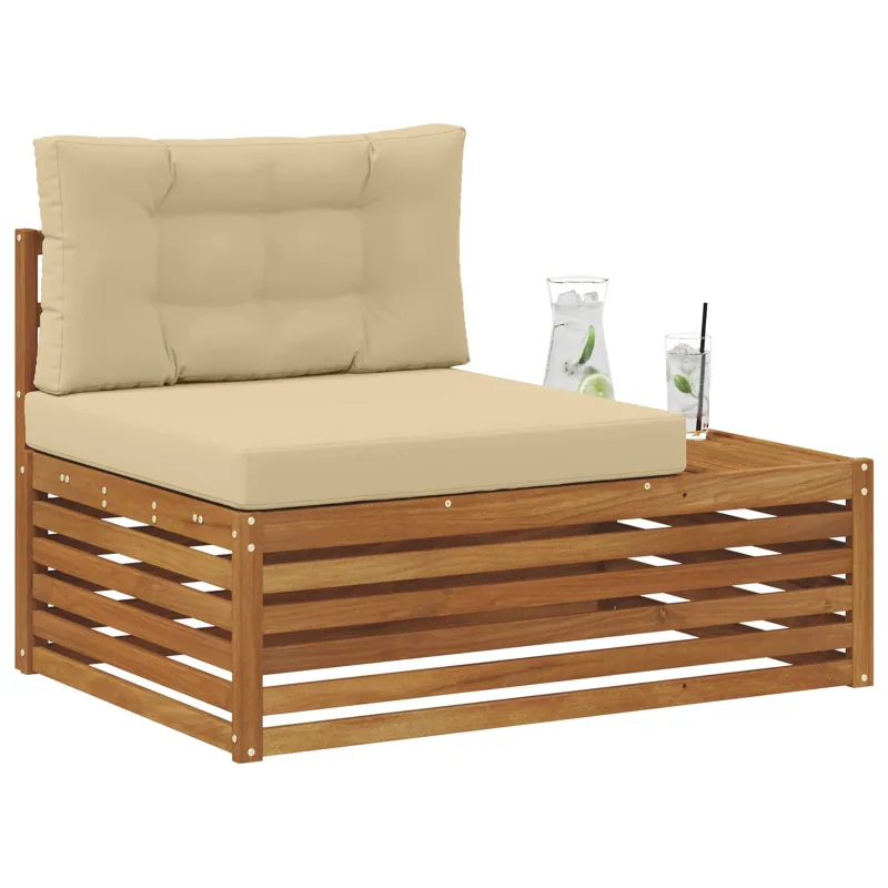 Lauko galinė sofa su pagalve 3 Vienetas Natūralus ir bežinis