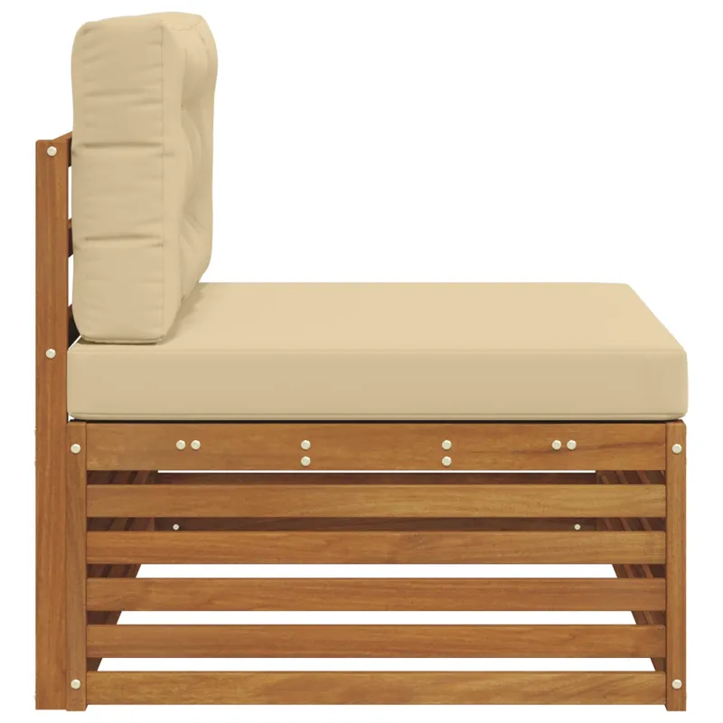 Lauko galinė sofa su pagalve 3 Vienetas Natūralus ir bežinis