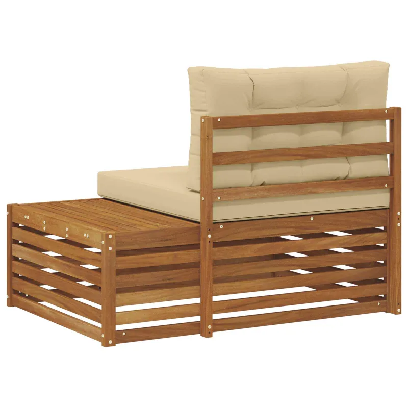 Lauko galinė sofa su pagalve 3 Vienetas Natūralus ir bežinis