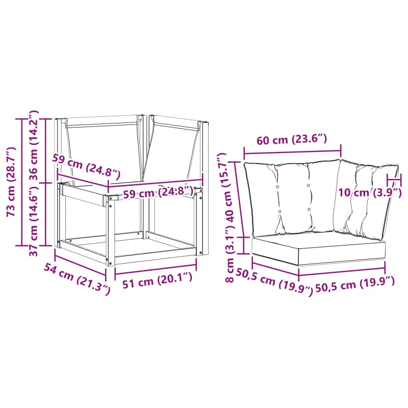 Lauko kampinė sofa Kietas akacijos medis ir tekstilenas