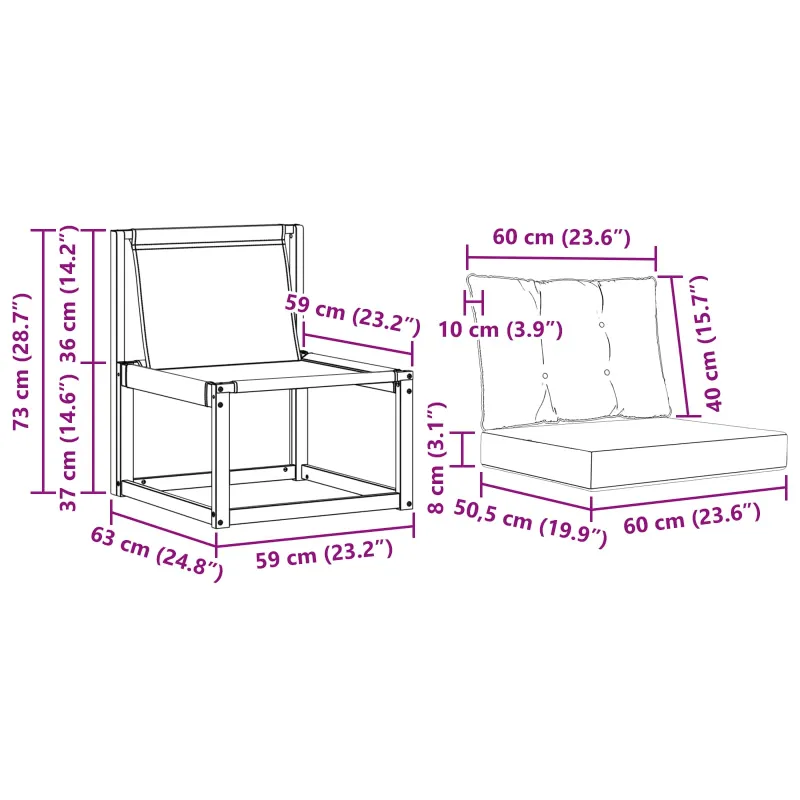 3 Vienetas Lauko vidurinė sofa