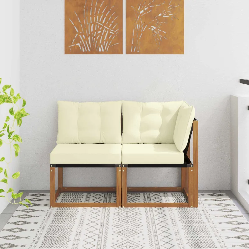 Lauko vidurinė ir kampinė sofa su pagalve 2 Vienetas Natūrali
