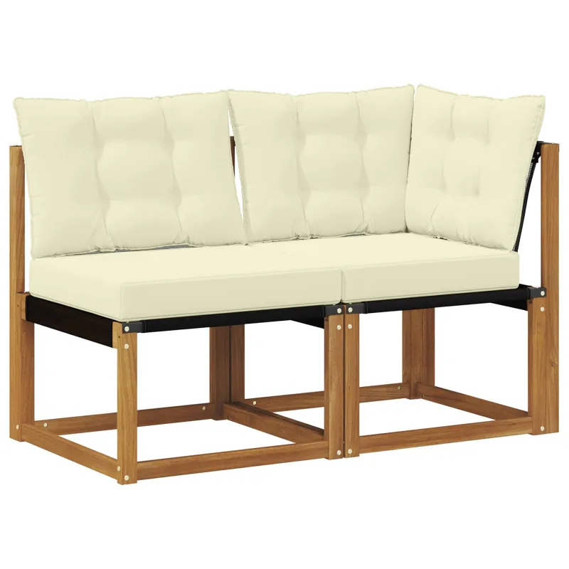 Lauko vidurinė ir kampinė sofa su pagalve 2 Vienetas Natūrali