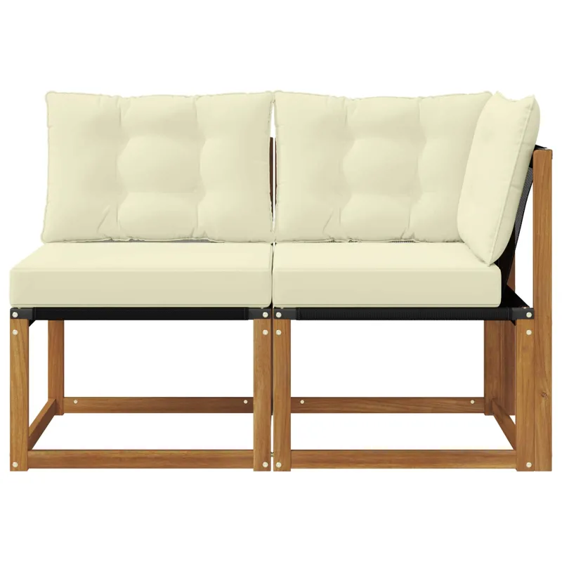 Lauko vidurinė ir kampinė sofa su pagalve 2 Vienetas Natūrali