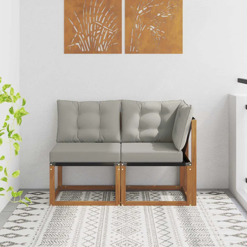 Lauko vidurinė ir kampinė sofa su pagalve 2 Vienetas Natūrali