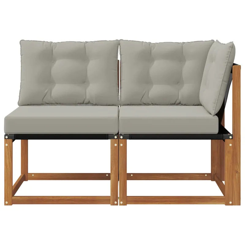 Lauko vidurinė ir kampinė sofa su pagalve 2 Vienetas Natūrali