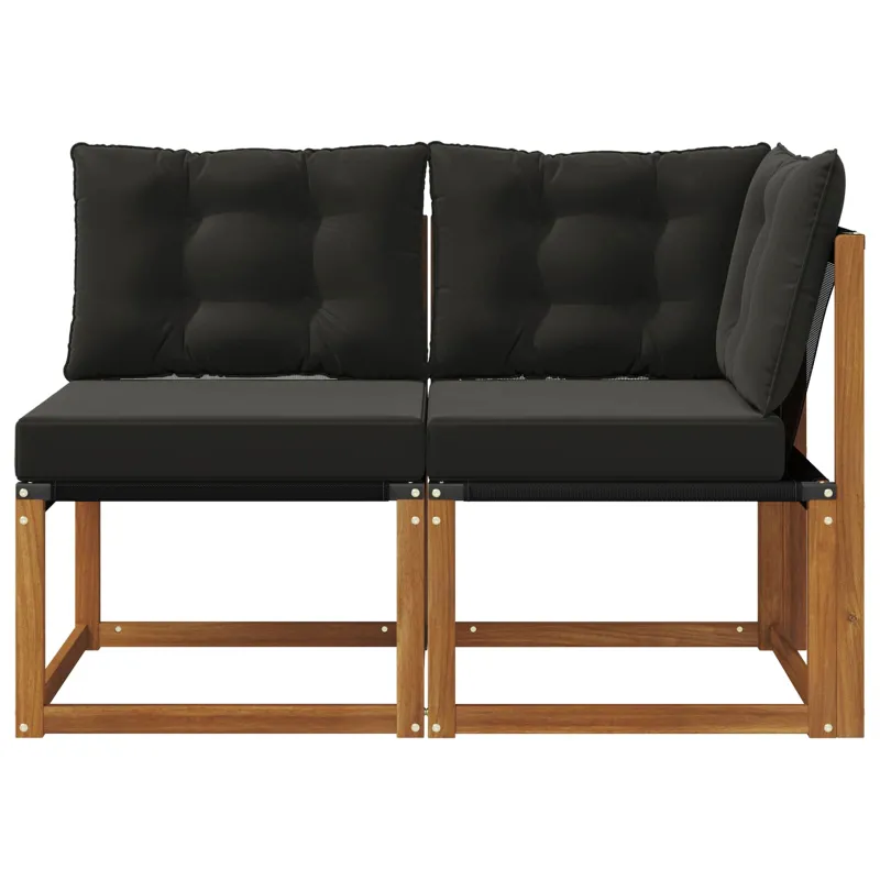 Lauko vidurinė ir kampinė sofa su pagalve 2 Vienetas Natūrali