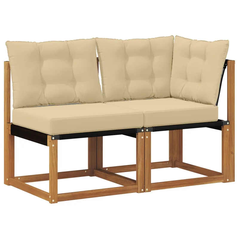 Lauko vidurinė ir kampinė sofa su pagalve 2 Vienetas Natūrali