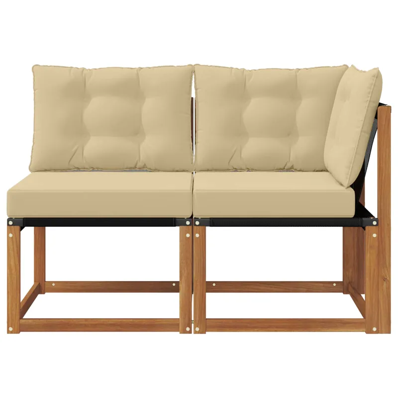 Lauko vidurinė ir kampinė sofa su pagalve 2 Vienetas Natūrali