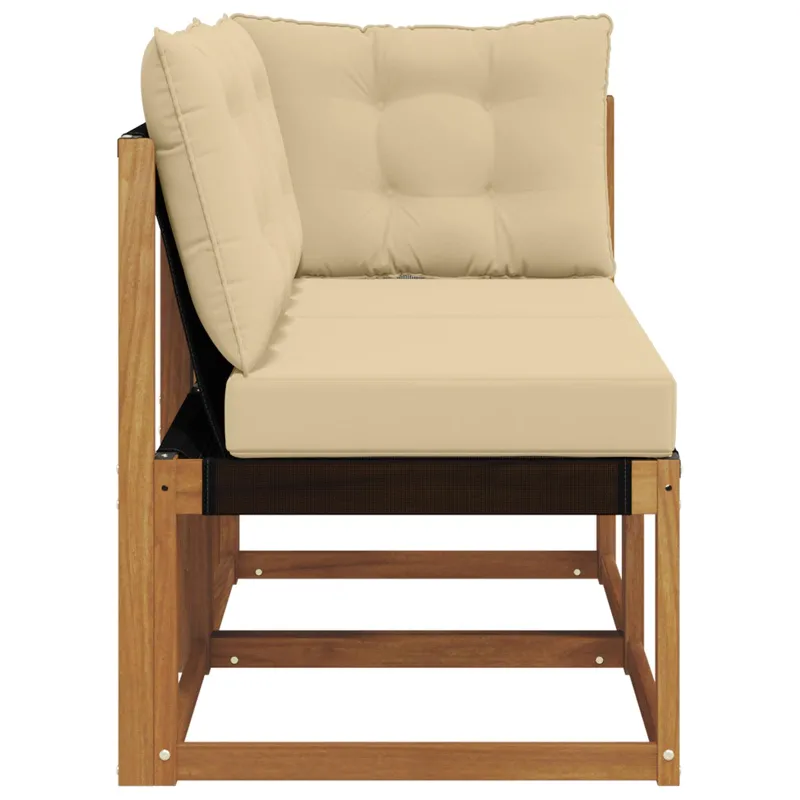 Lauko vidurinė ir kampinė sofa su pagalve 2 Vienetas Natūrali