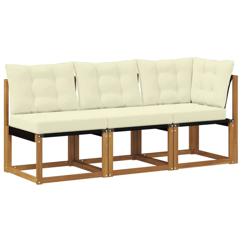 Lauko vidurinė ir kampinė sofa su pagalve 3 Vienetas Natūrali