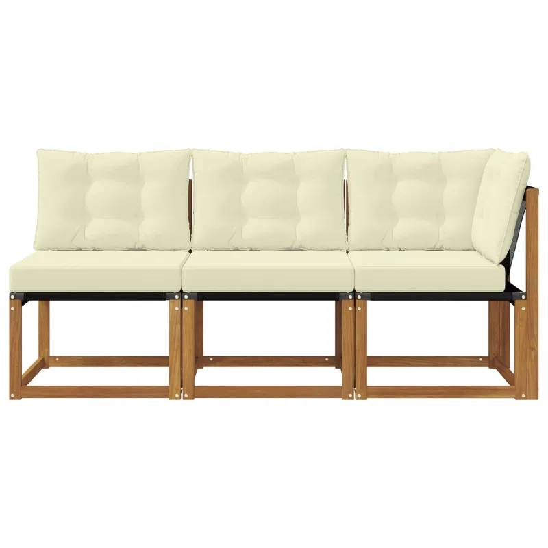 Lauko vidurinė ir kampinė sofa su pagalve 3 Vienetas Natūrali