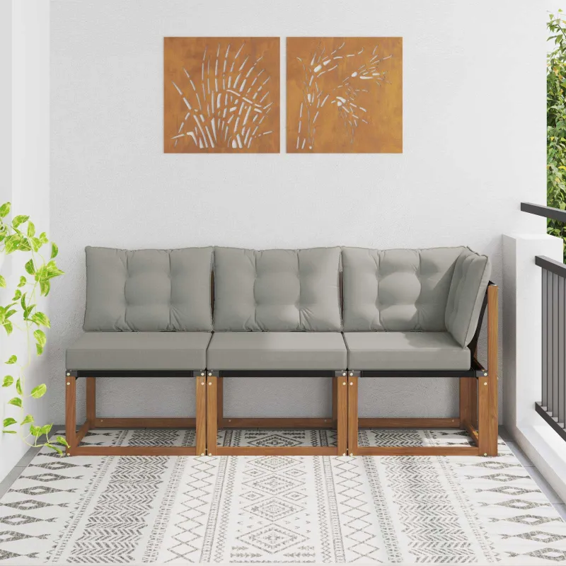 Lauko vidurinė ir kampinė sofa su pagalve 3 Vienetas Natūrali