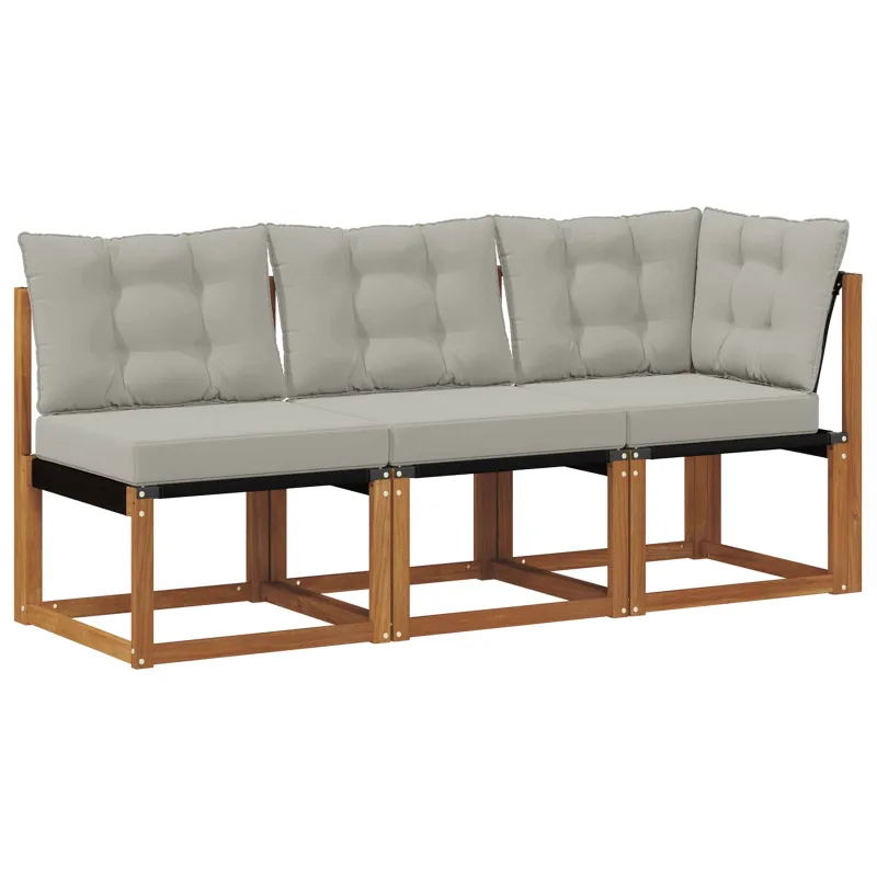 Lauko vidurinė ir kampinė sofa su pagalve 3 Vienetas Natūrali