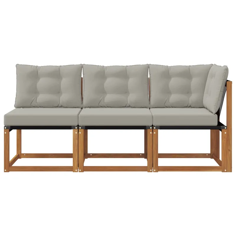 Lauko vidurinė ir kampinė sofa su pagalve 3 Vienetas Natūrali