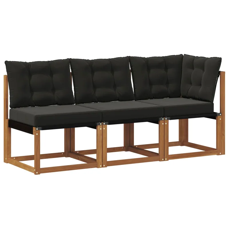 Lauko vidurinė ir kampinė sofa su pagalve 3 Vienetas Natūrali