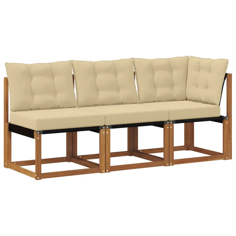 Lauko vidurinė ir kampinė sofa su pagalve 3 Vienetas Natūrali