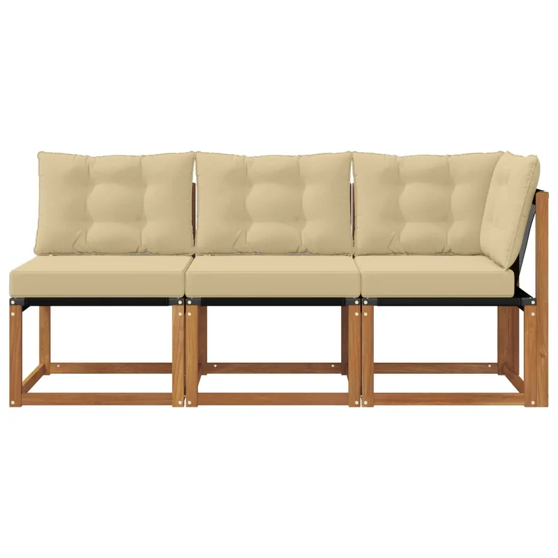 Lauko vidurinė ir kampinė sofa su pagalve 3 Vienetas Natūrali