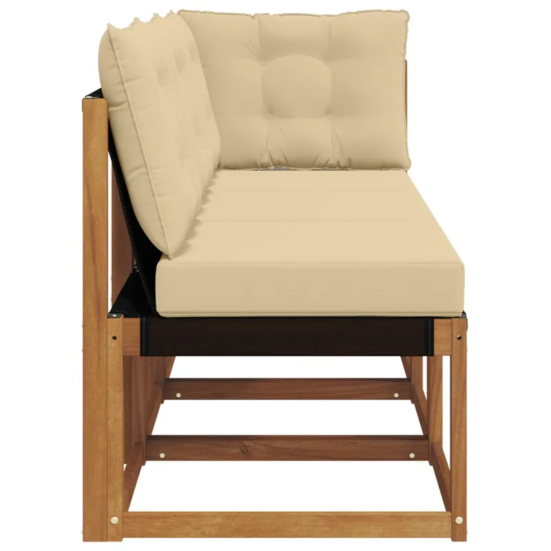 Lauko vidurinė ir kampinė sofa su pagalve 3 Vienetas Natūrali