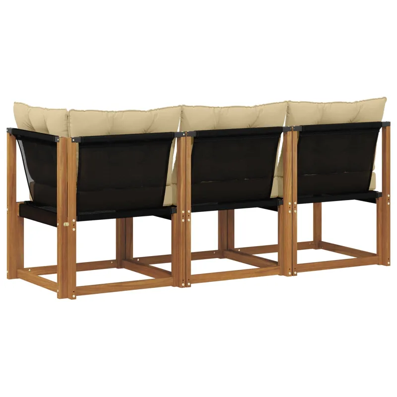 Lauko vidurinė ir kampinė sofa su pagalve 3 Vienetas Natūrali