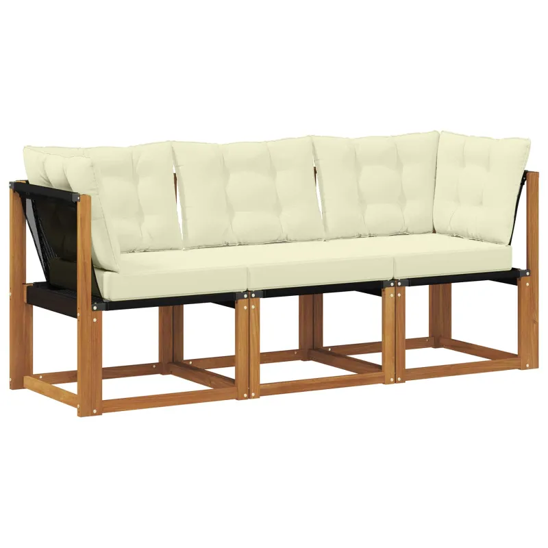 Lauko vidurinė ir kampinė sofa su pagalve 3 Vienetas Natūrali