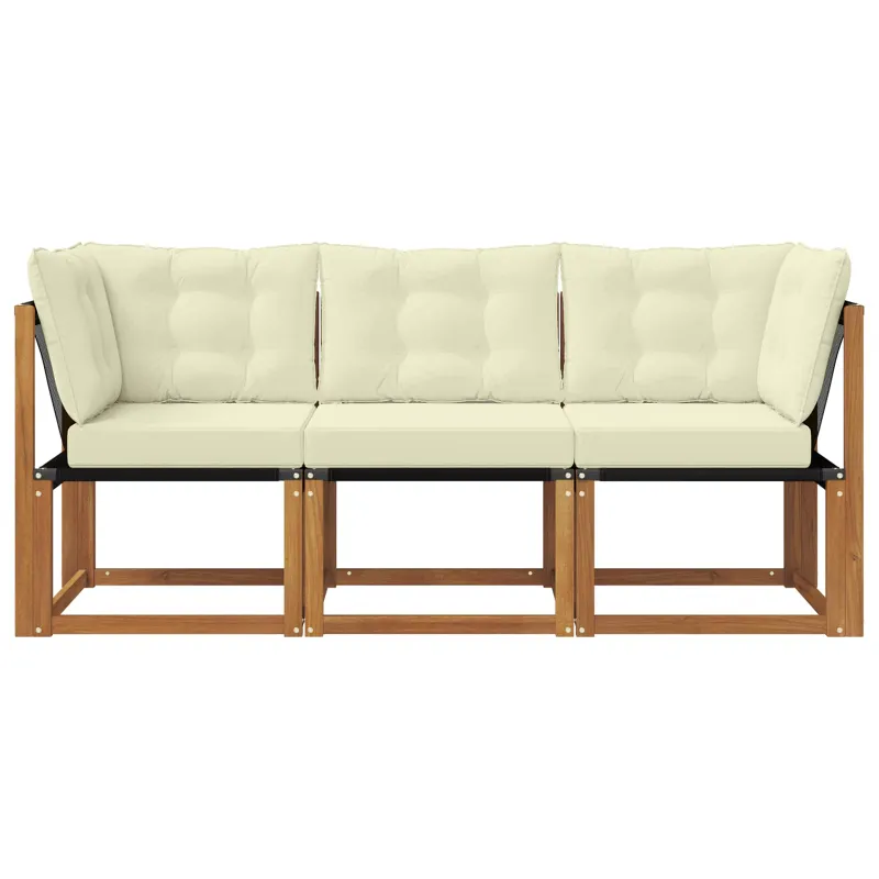 Lauko vidurinė ir kampinė sofa su pagalve 3 Vienetas Natūrali